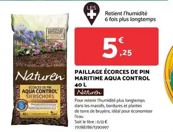 Bricomarché Naturen PAILLAGE ÉCORCES DE PIN MARITIME AQUA CONTROL 40 L offre