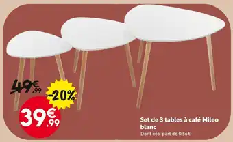 Maxi Bazar Set de 3 tables à café Mileo blanc offre