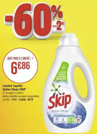 Casino Supermarchés Lessive Liquide Active Clean SKIP offre