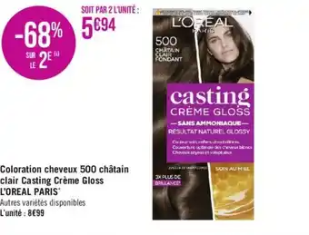 Casino Supermarchés Coloration cheveux 500 châtain clair Casting Crème Gloss L'OREAL PARIS offre