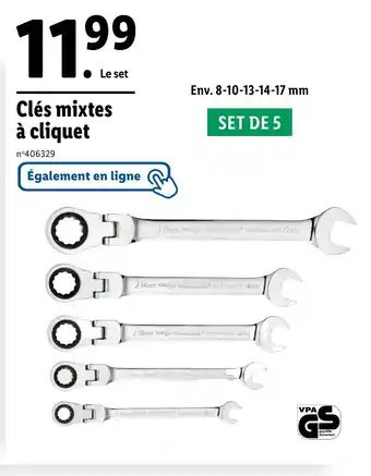 Lidl Clés mixtes à cliquet offre