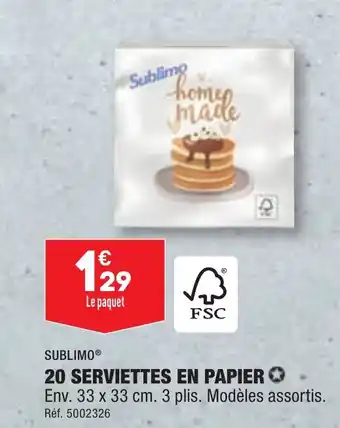 ALDI 20 SERVIETTES EN PAPIER ✪ offre