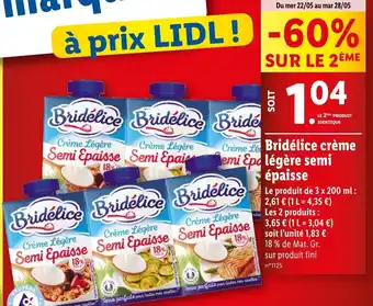 Lidl Bridélice crème semi épaisse offre