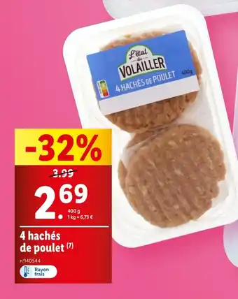 Lidl 4 hachés de poulet (7) offre