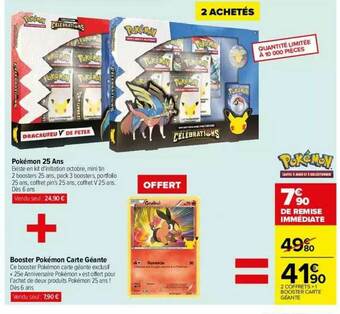 Carrefour Pokémon 25 Ans + Booster Pokémon Carte Géante offre