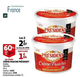 Auchan Président crème fraiche offre