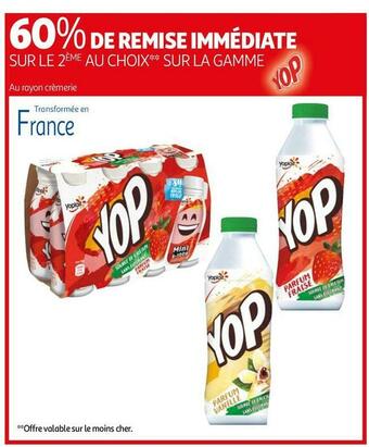 Auchan Bon plan sur le 2ème au choix sur la gamme des produits de la marque yop offre