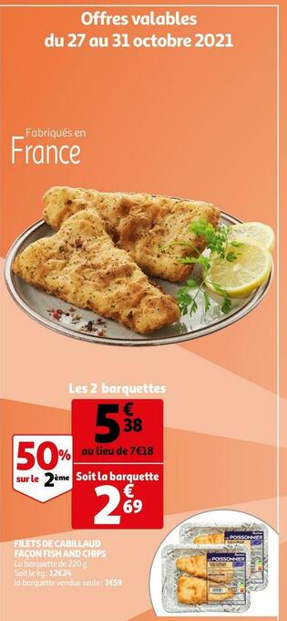 Auchan Filets de cabillaud façon fish and chips offre