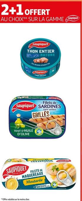 Auchan Saupiquet bon plan sur la gamme de la marque saupiquet offre