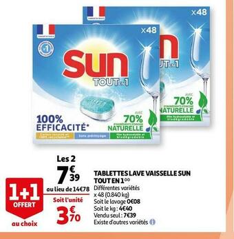 Auchan Sun tablettes lave vaisselle tout en 1* offre