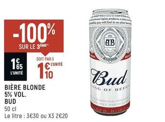 Bud bière blonde 5% vol.