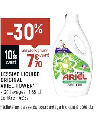 Spar Ariel lessive liquide original power* offre