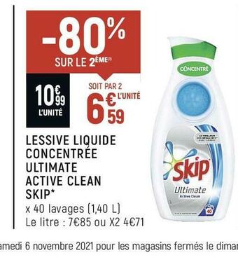 Spar Skip lessive liquide concentrée ultimate active clean* offre