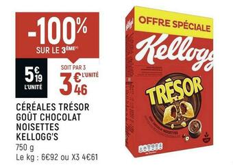 Spar Kellogg’s céréales trésor goût chocolat noisettes offre