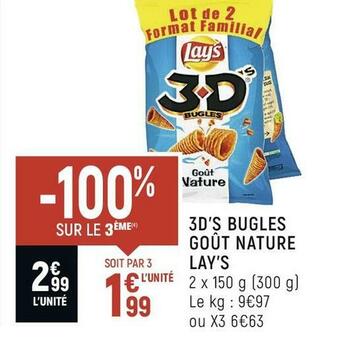 Spar Lay’s 3d’s bugles goût nature offre