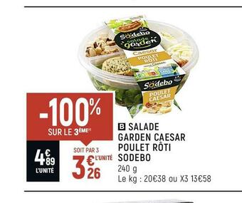 Sodebo salade garden caesar poulet rôti