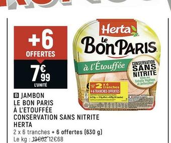 Spar Herta jambon le bon paris à l’etouffée conservation sans nitrite offre