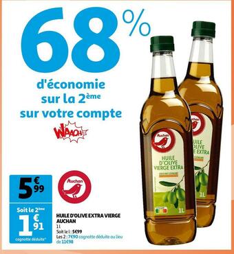 Auchan Auchan huile d'olive extra vierge offre