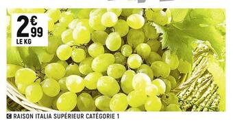 Raisin italia supérieur catégorie 1