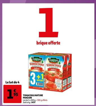 Auchan Panzani tomacouli nature offre