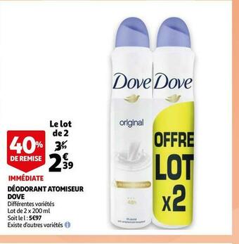Auchan Dove déodorant atomiseur offre