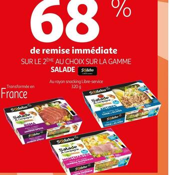 Auchan Sodebo bon plan sur le 2ème au choix sur la gamme salade sodebo offre