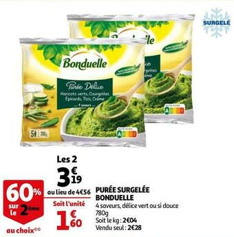 Auchan Bonduelle purée surgelée offre