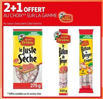 Auchan Justin bridou bon plan au choix sur la gamme des produits de la marque justin bridou offre