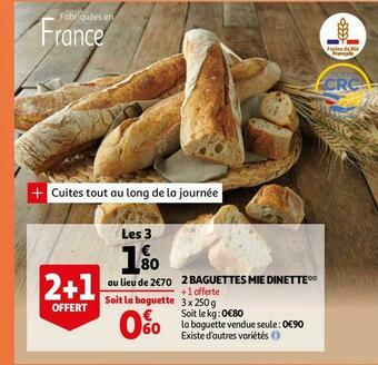 Auchan 2 baguettes mie dinette offre