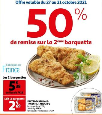 Auchan Filets de cabillaud façon fish and chips offre