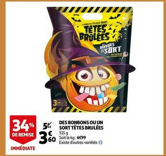 Auchan Têtes brulées des bonbons ou un sort offre