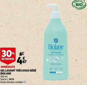Auchan Biolane gel lavant très doux bébé offre