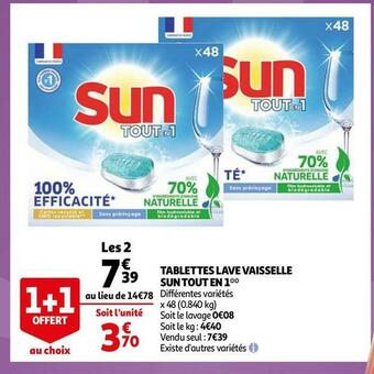 Auchan Sun tablettes lave vaisselle tout en 1* offre