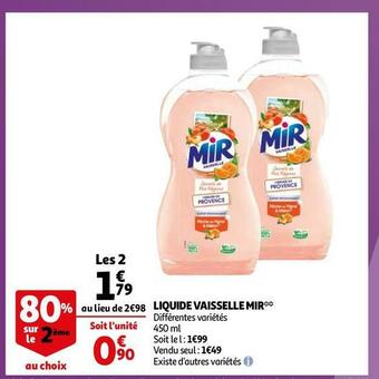 Auchan Mir liquide vaisselle offre