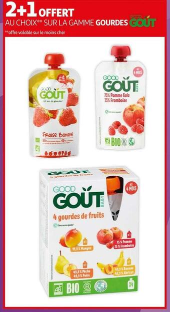 Auchan Gout bon plan sur la gamme gourdes de la marque gout offre
