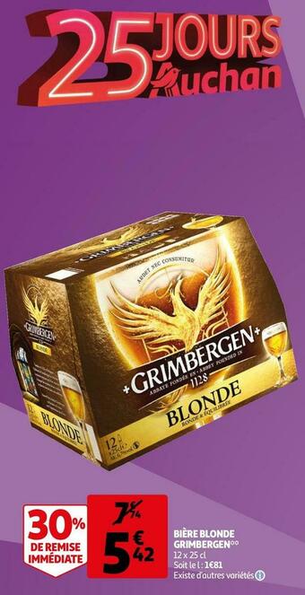 Auchan Grimbergen bière blonde offre