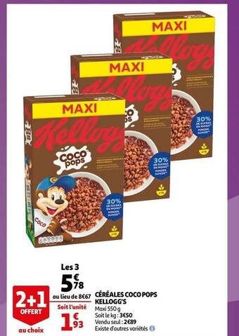Auchan Kellogg's céréales coco pops offre