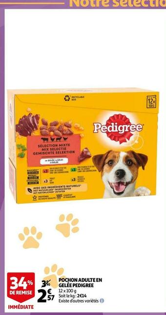 Auchan Pedigree pochon adulte en gelée offre
