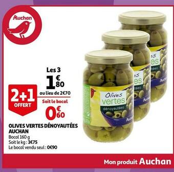 Auchan Auchan olives vertes dénoyautées offre