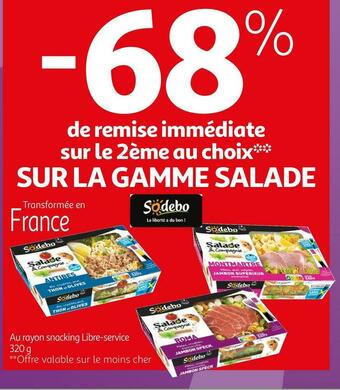 Auchan Sodebo bon plan sur la gamme salade de la marque sodebo offre
