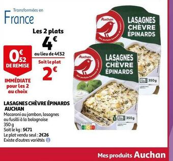 Auchan Auchan lasagnes chèvre épinards offre