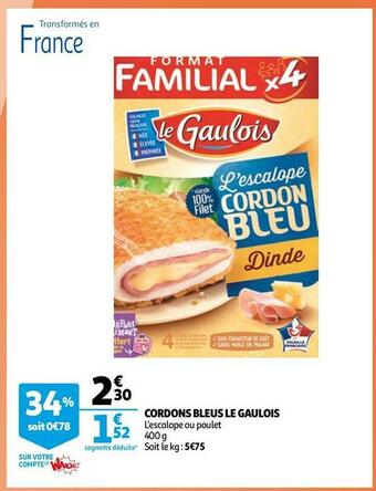 Auchan Le gaulois cordons bleus offre