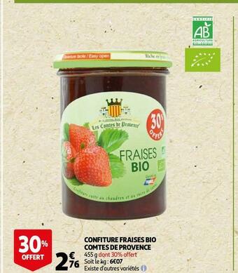 Auchan Comtes de provence confiture fraises bio offre