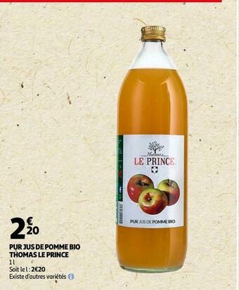 Auchan Thomas le prince pur jus de pomme bio offre