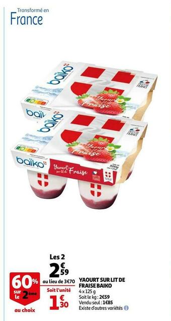 Auchan Baiko yaourt sur lit de fraise offre