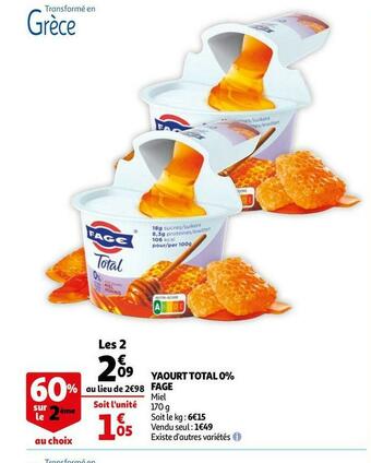 Auchan Fage yaourt total 0% offre