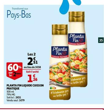 Auchan Planta fin planta fin liquide cuisson pratique offre