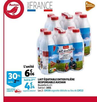 Auchan Auchan lait équitable entier filière responsable offre
