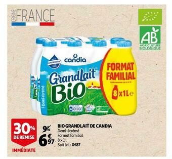 Auchan Candia bio grandlait offre