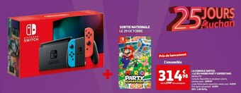 Auchan Nintendo la console switch + le jeu mario party superstars offre